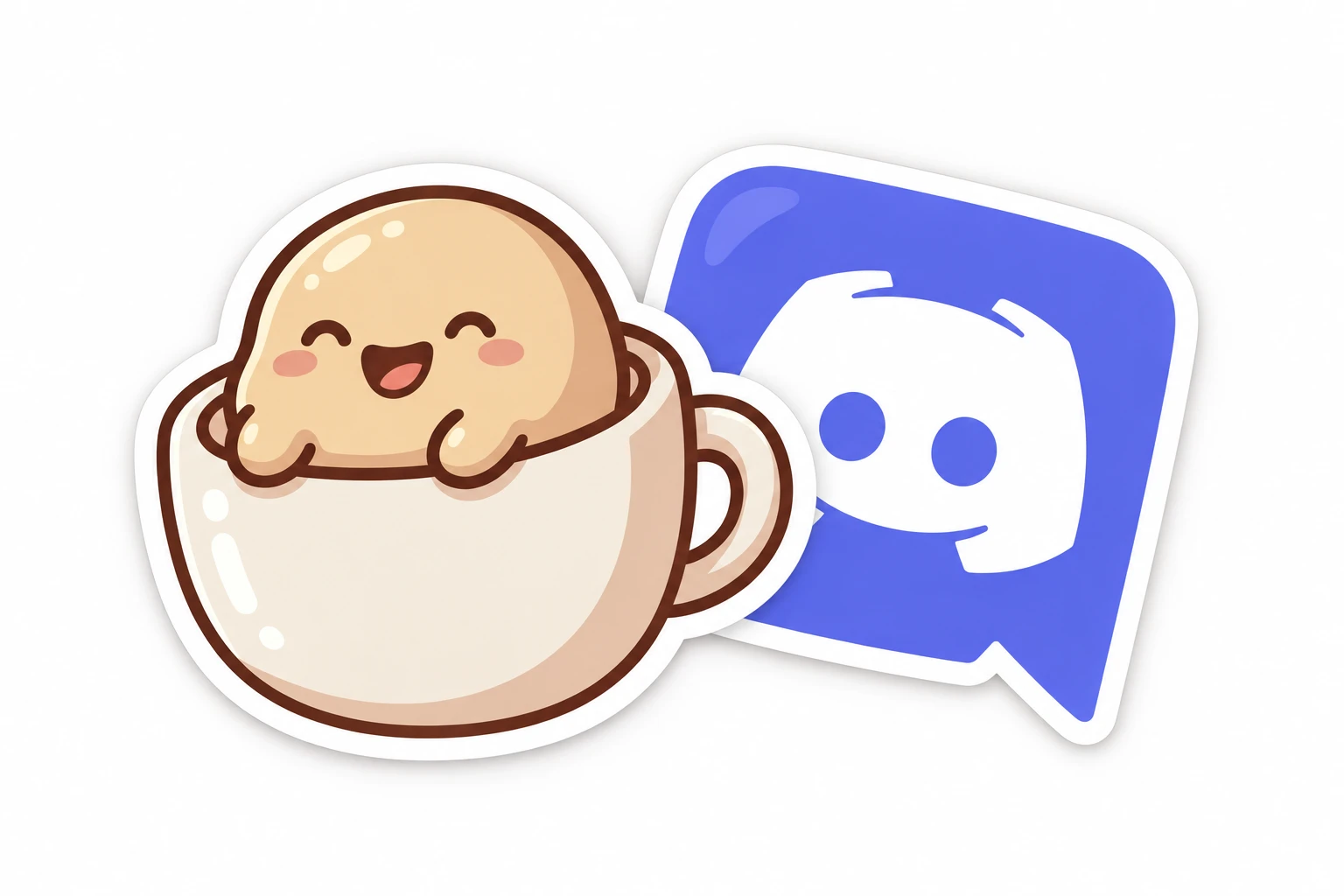 The Misu mascot and Discord logo as a pair of colourful stickers.